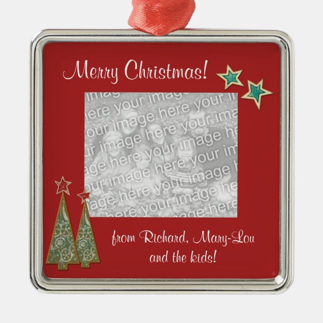 Julgranar och Stjärna-Familj foto Julgransprydnad Metall (Framsidan)