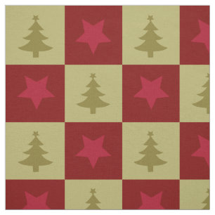 Julgranar och stjärna mönster Fabric Tyg