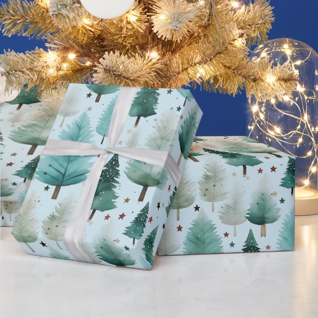 Julgranar och stjärnor Modern jul Presentpapper (Helgdagar)