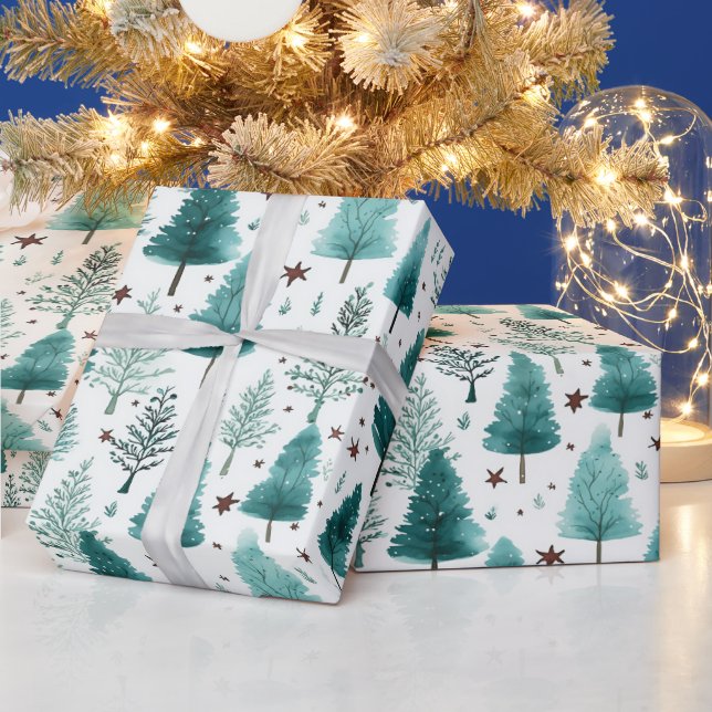 Julgranar och stjärnor Modern jul Presentpapper (Helgdagar)