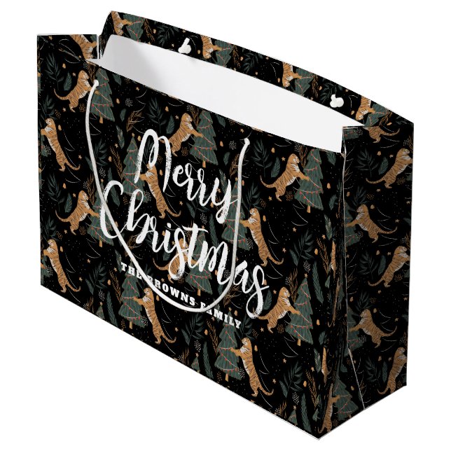 Julgranar och tigrar mönster anpassningsbar, bakgr (Baksidan Vinklad)