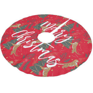 Julgranar och tigrar mönster anpassningsbar, bakgr julgransmatta borstad polyester