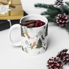 Julgranar och tigrar mönster kaffemugg