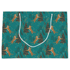 Julgranar och tigrar mönster om turkos