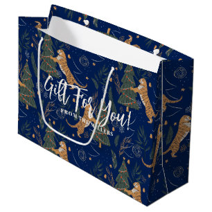 Julgranar och tigrar, mörk-blå bakgrund