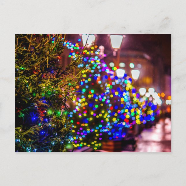 Julgranar på gatan vykort (Framsida)