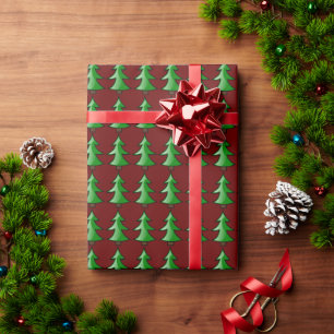 Julgranar på Röd bakgrund Presentpapper
