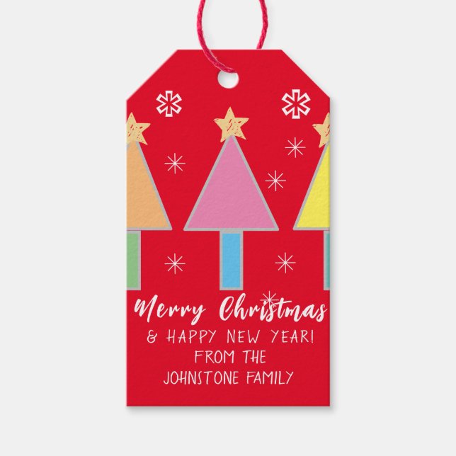 Julgranar Personlig Namn Coola Cute Red Presentetikett (Framsidan)