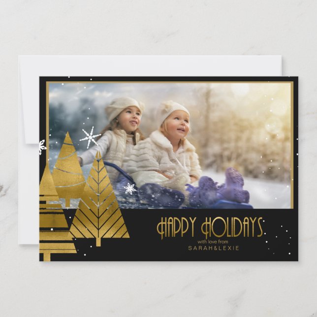 Julgranar Photo Template Guld ID863 Inbjudningar (Framsida)
