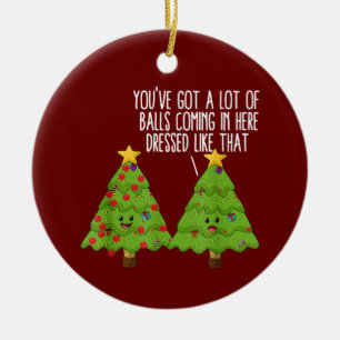 Julgranar Pun Joke Youve Har en hel del Bollar Julgransprydnad Keramik