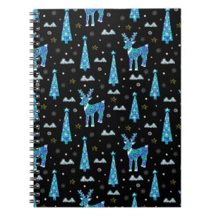 Julgranar, renar snöflingor. Winter illus Anteckningsbok