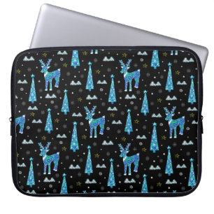 Julgranar, renar snöflingor. Winter illus Laptop Fodral