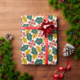 Julgranar Retro Modernt Stort Tryckmönster Presentpapper