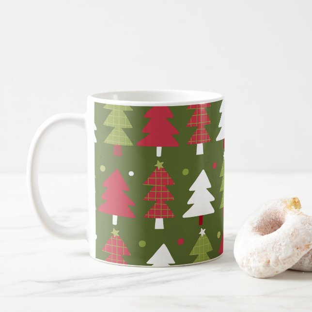 Julgranar Röda Vita och Gröna  Kaffemugg (Med munk)