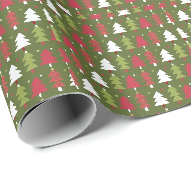 Julgranar Röda Vita och Gröna Presentpapper (Rullad Hörn)