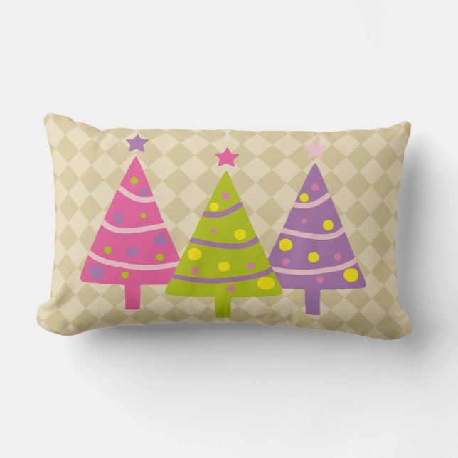 Julgranar Rosa Cute Beige Lumbarkudde (Framsida)