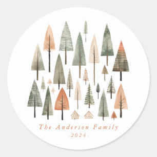 Julgranar Round Stickers Runt Klistermärke