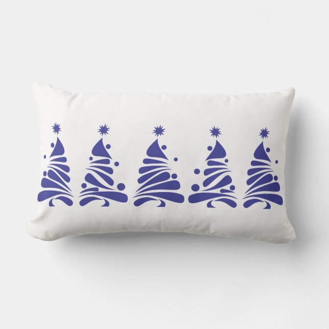 JULGRANAR Royal Blue Retro Dekorativ kudde (Framsida)