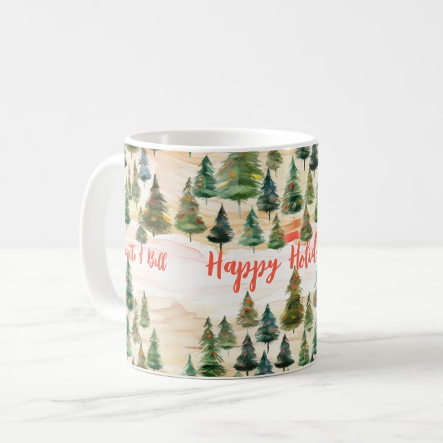 Julgranar Rustic Forest Kaffemugg (Framsida vänster)