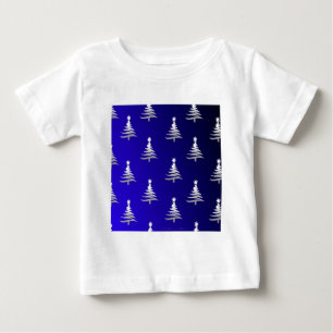 Julgranar Silver om koboltblått Tee Shirt