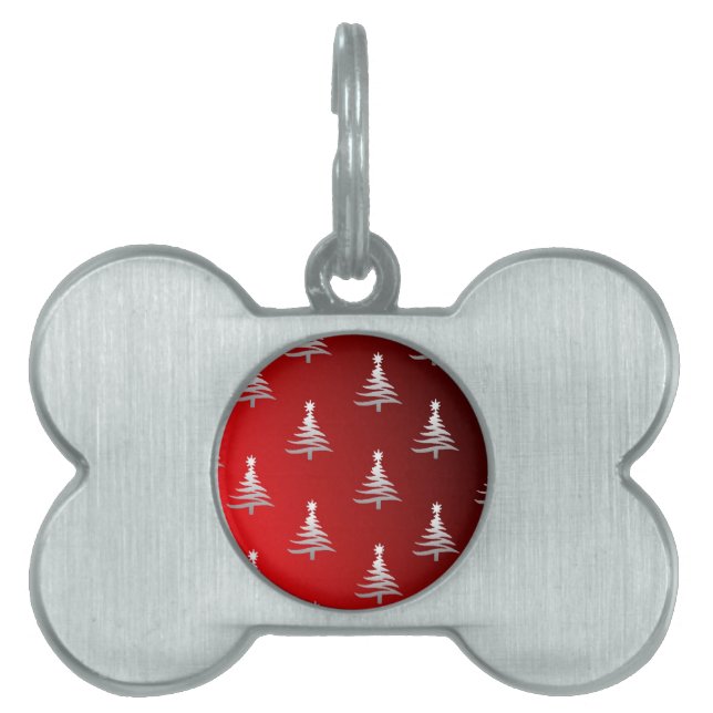 Julgranar Silver på Röd ID-bricka Husdjur (Framsidan)