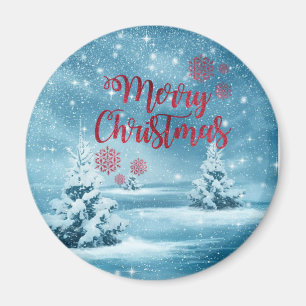 Julgranar,Skog , God Jul Magnet