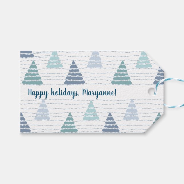 Julgranar-skog med subtila pärlor-trädgårdar presentetikett (Framsidan (Horisontell))