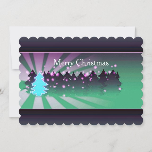 Julgranar-skuggor med platta Gröntar Julkort (Framsida)