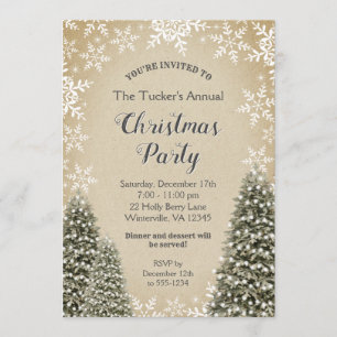 Julgranar Snöflingor Burlap jul Party Inbjudningar