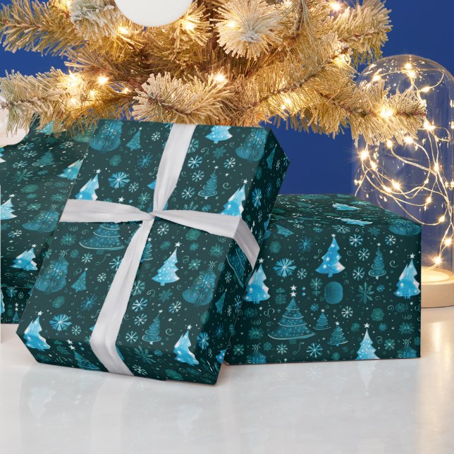 Julgranar Snöflingor Grön Jul Presentpapper (Helgdagar)