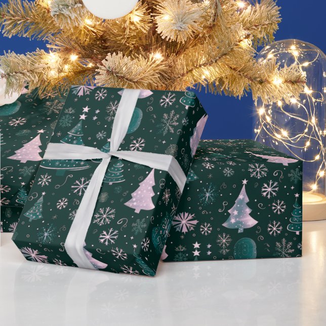 Julgranar Snöflingor Grön jul Presentpapper (Helgdagar)