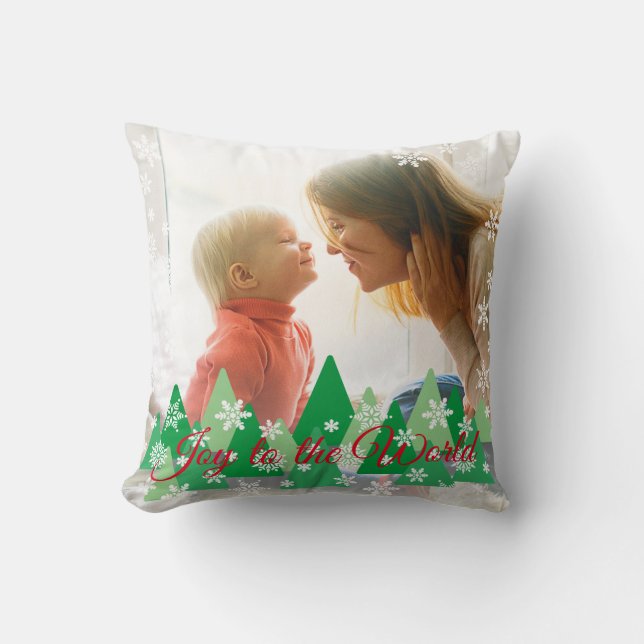 Julgranar Snöflingor Joy till World Photo Kudde (Framsida)