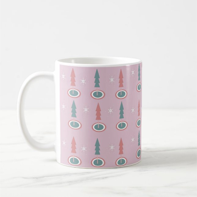 Julgranar Snöflingor Rosa Grön Kaffemugg (Vänster)