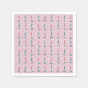 Julgranar Snöflingor Rosa Grön Pappersservett