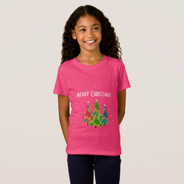 Julgranar Snöflingor Vitaktig Roligt T Shirt (Hel framsida)