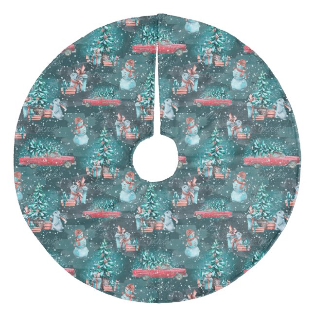 Julgranar, Snögubbar, förbundsstater och Lastbil Julgransmatta Fleece (Framsidan)