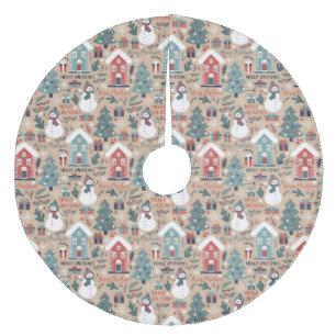 Julgranar, Snögubbar, gåvor och hus Julgransmatta Fleece