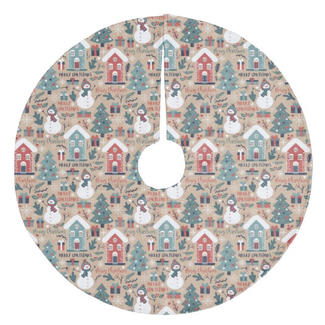 Julgranar, Snögubbar, gåvor och hus Julgransmatta Fleece (Framsidan)