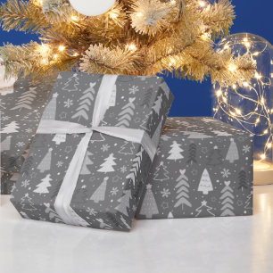 Julgranar Snowflake Grått och vit jul Presentpapper