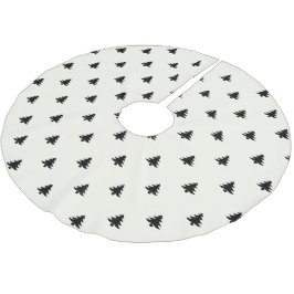 Julgranar svart kräm mönster, modern julgransmatta borstad polyester