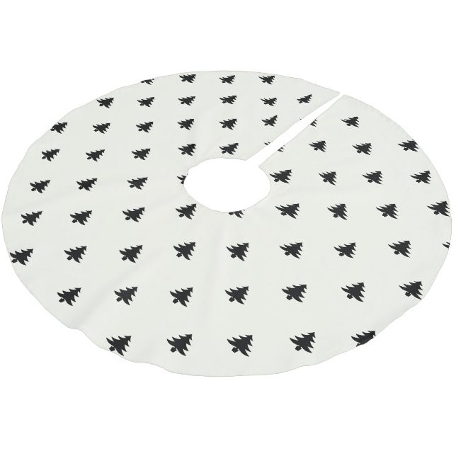 Julgranar svart kräm mönster, modern julgransmatta borstad polyester (Vinklad)