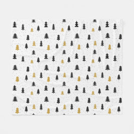 Julgranar svarta guld mönster Fleece Blanket