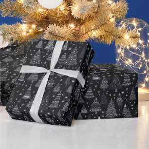Julgranar Svartvit svart jul Presentpapper