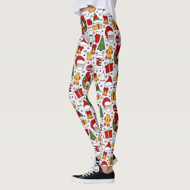 Julgranar Tomte Bjällror Ginger Bröd Kakor Leggings (Vänster)
