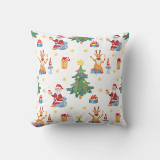 Julgranar, tomten: vattenfärgen mönster. kudde