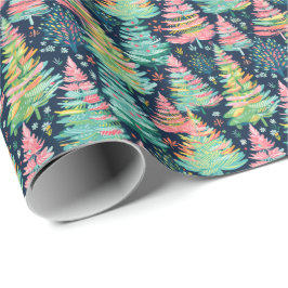 Julgranar vattenfärg för Bright Handflatan Beach Presentpapper