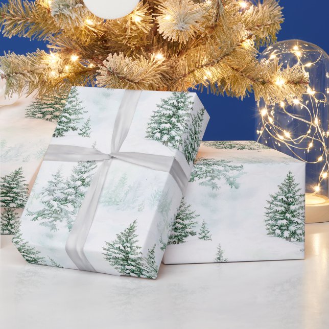 Julgranar vinter snö   presentpapper (Helgdagar)