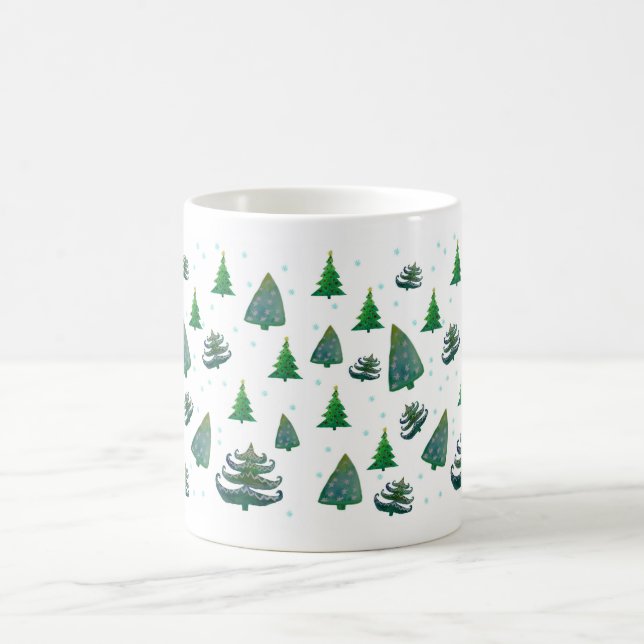 Julgranar Watercolor Art White Mugg (Center)