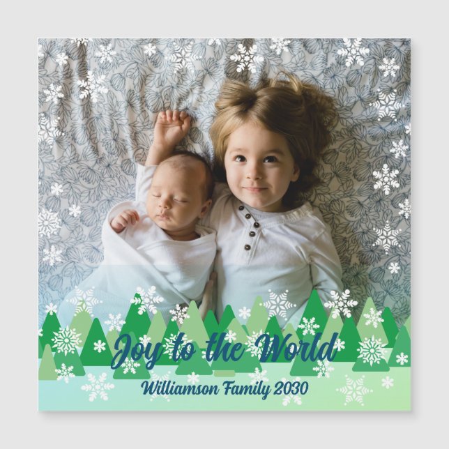 Julgranar White Snöflingor Joy till världen (Framsida)