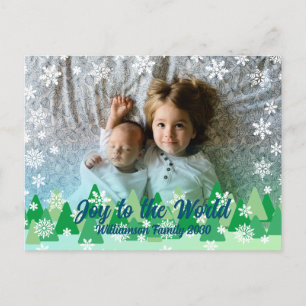 Julgranar White Snöflingor Joy till världen Helg Vykort